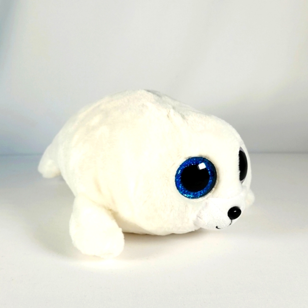 Vintage Ty Beanie Boo 'Icy' the White Seal (12 inch) Glitter Eye Version